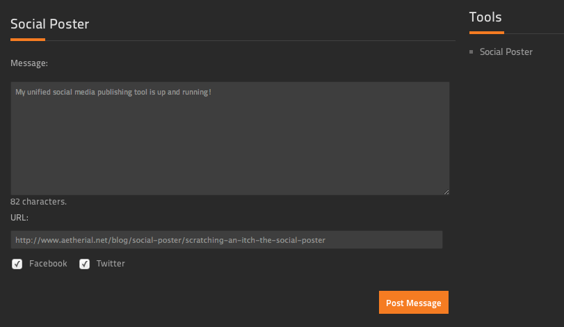Social Poster user interface